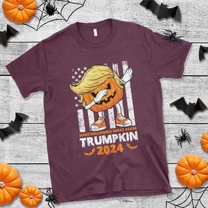 Funny Trump Supporter T Shirt Trumpkin Make Halloween Great Again 2024 Bat Pumpkin TS11 Maroon Print Your Wear