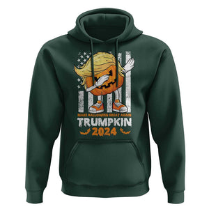 Funny Trump Supporter Hoodie Trumpkin Make Halloween Great Again 2024 Bat Pumpkin TS11 Dark Forest Green Print Your Wear