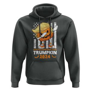 Funny Trump Supporter Hoodie Trumpkin Make Halloween Great Again 2024 Bat Pumpkin TS11 Dark Heather Print Your Wear