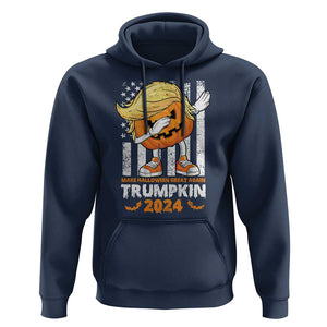 Funny Trump Supporter Hoodie Trumpkin Make Halloween Great Again 2024 Bat Pumpkin TS11 Navy Print Your Wear