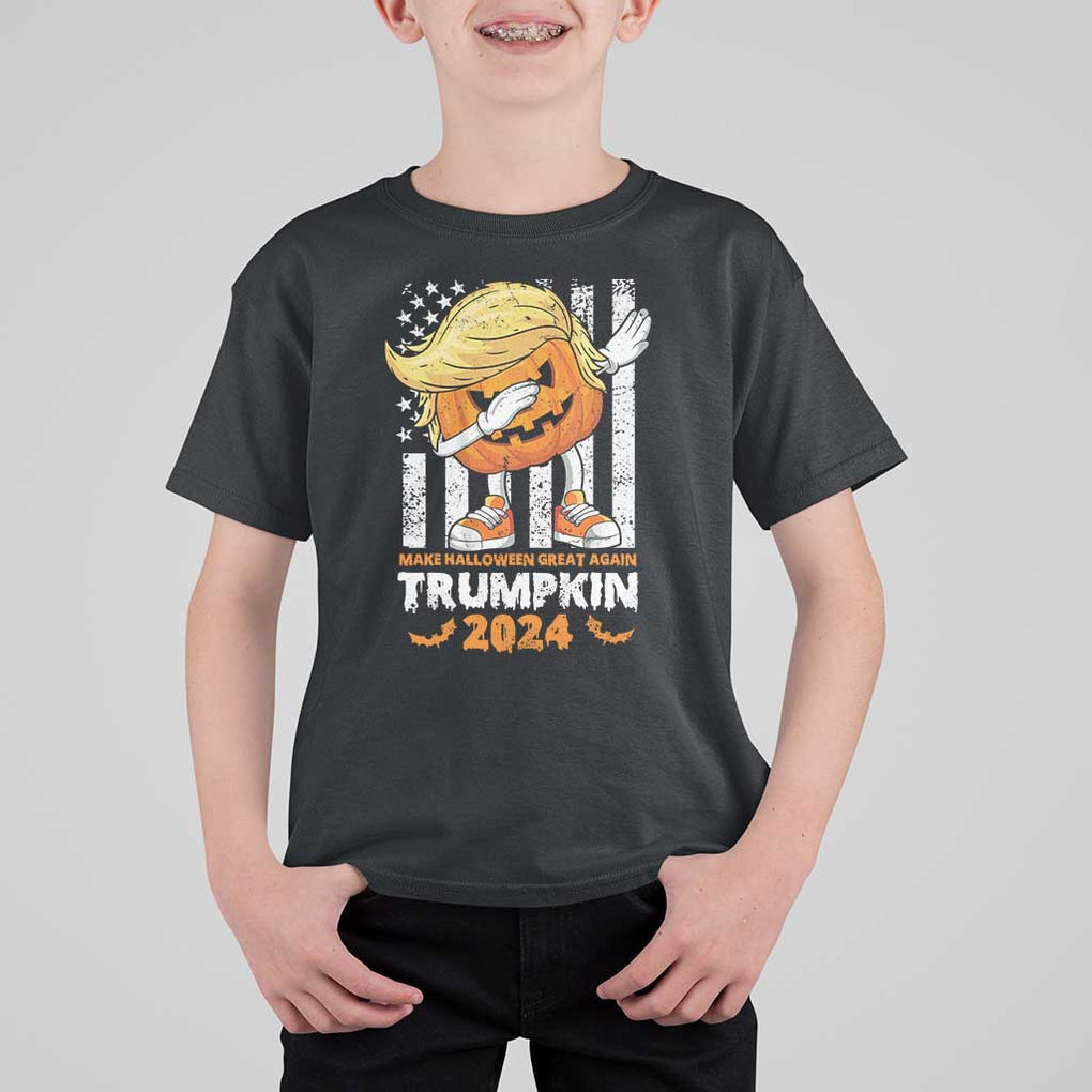 Funny Trump Supporter T Shirt For Kid Trumpkin Make Halloween Great Again 2024 Bat Pumpkin TS11 Black Print Your Wear