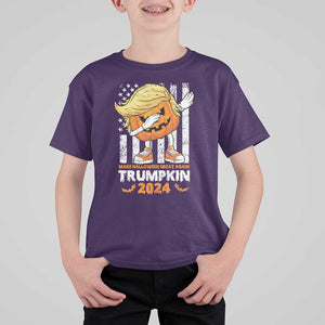Funny Trump Supporter T Shirt For Kid Trumpkin Make Halloween Great Again 2024 Bat Pumpkin TS11 Purple Print Your Wear