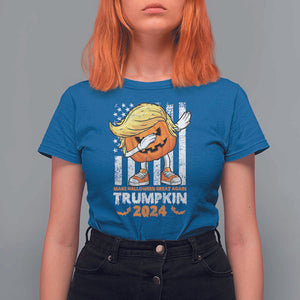 Funny Trump Supporter T Shirt For Women Trumpkin Make Halloween Great Again 2024 Bat Pumpkin TS11 Royal Blue Print Your Wear