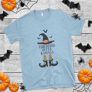 Funny Harris Halloween T Shirt This Witch Votes Kamala Pointed Hat Shoes Bat TS11 Light Blue Print Your Wear