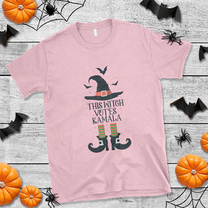 Funny Harris Halloween T Shirt This Witch Votes Kamala Pointed Hat Shoes Bat TS11 Light Pink Print Your Wear