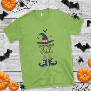 Funny Harris Halloween T Shirt This Witch Votes Kamala Pointed Hat Shoes Bat TS11 Lime Print Your Wear