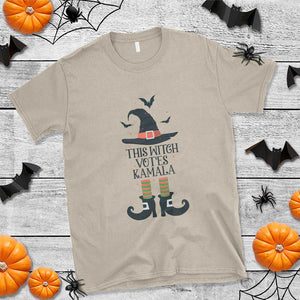 Funny Harris Halloween T Shirt This Witch Votes Kamala Pointed Hat Shoes Bat TS11 Sand Print Your Wear