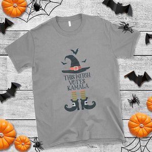 Funny Harris Halloween T Shirt This Witch Votes Kamala Pointed Hat Shoes Bat TS11 Sport Gray Print Your Wear