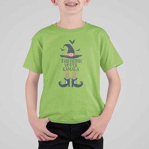 Funny Harris Halloween T Shirt For Kid This Witch Votes Kamala Pointed Hat Shoes Bat TS11 Lime Print Your Wear