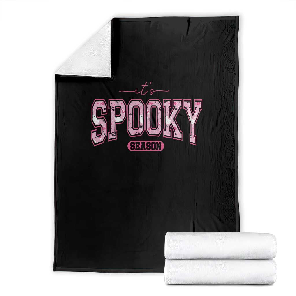 Funny Halloween Throw Blanket It's Spooky Season Pink Pumpkin Cute Cat TS11 Black Print Your Wear