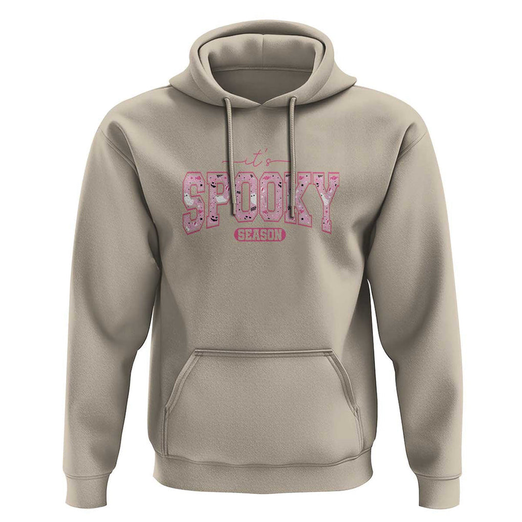 Funny Halloween Hoodie It's Spooky Season Pink Pumpkin Cute Cat TS11 Sand Print Your Wear