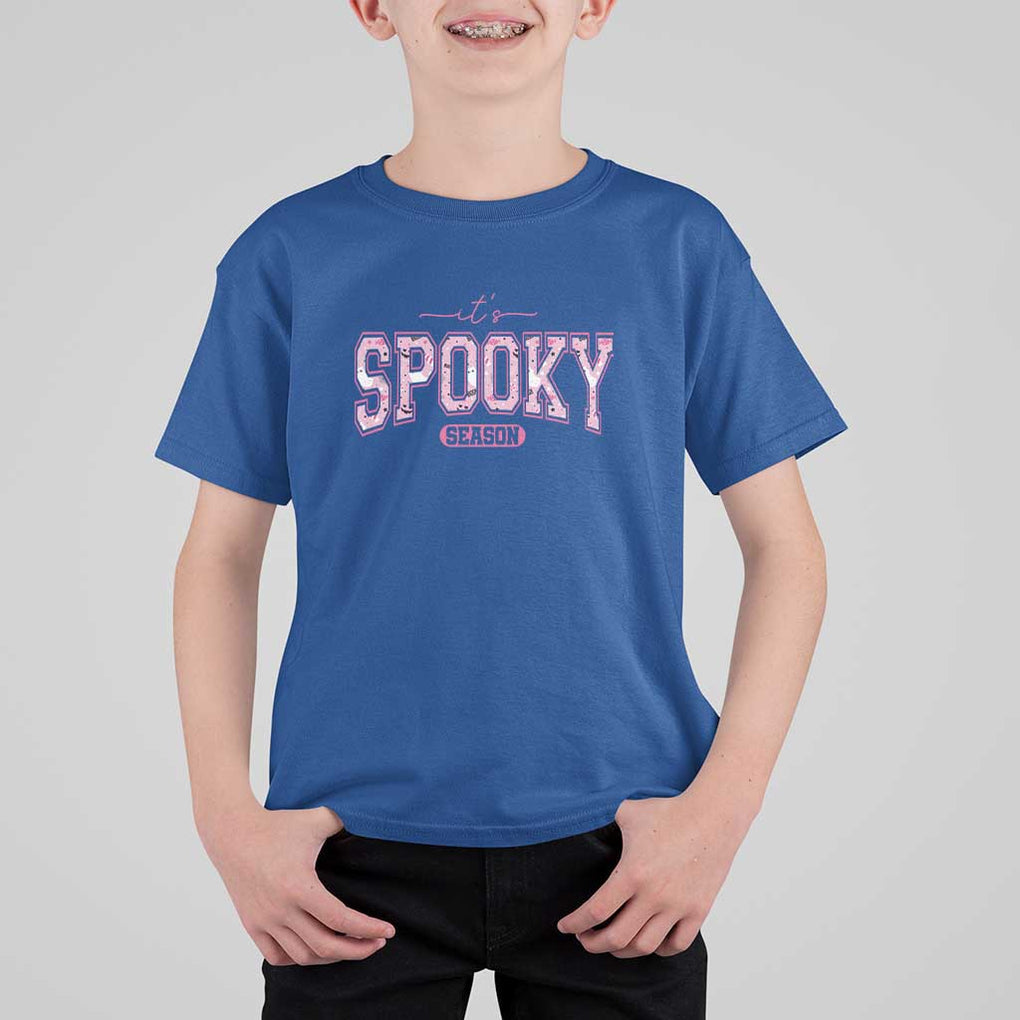 Funny Halloween T Shirt For Kid It's Spooky Season Pink Pumpkin Cute Cat TS11 Royal Blue Print Your Wear
