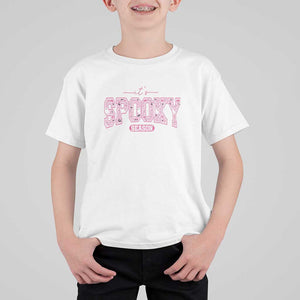 Funny Halloween T Shirt For Kid It's Spooky Season Pink Pumpkin Cute Cat TS11 White Print Your Wear