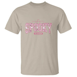 Funny Halloween T Shirt It's Spooky Season Pink Pumpkin Cute Cat TS11 Sand Print Your Wear