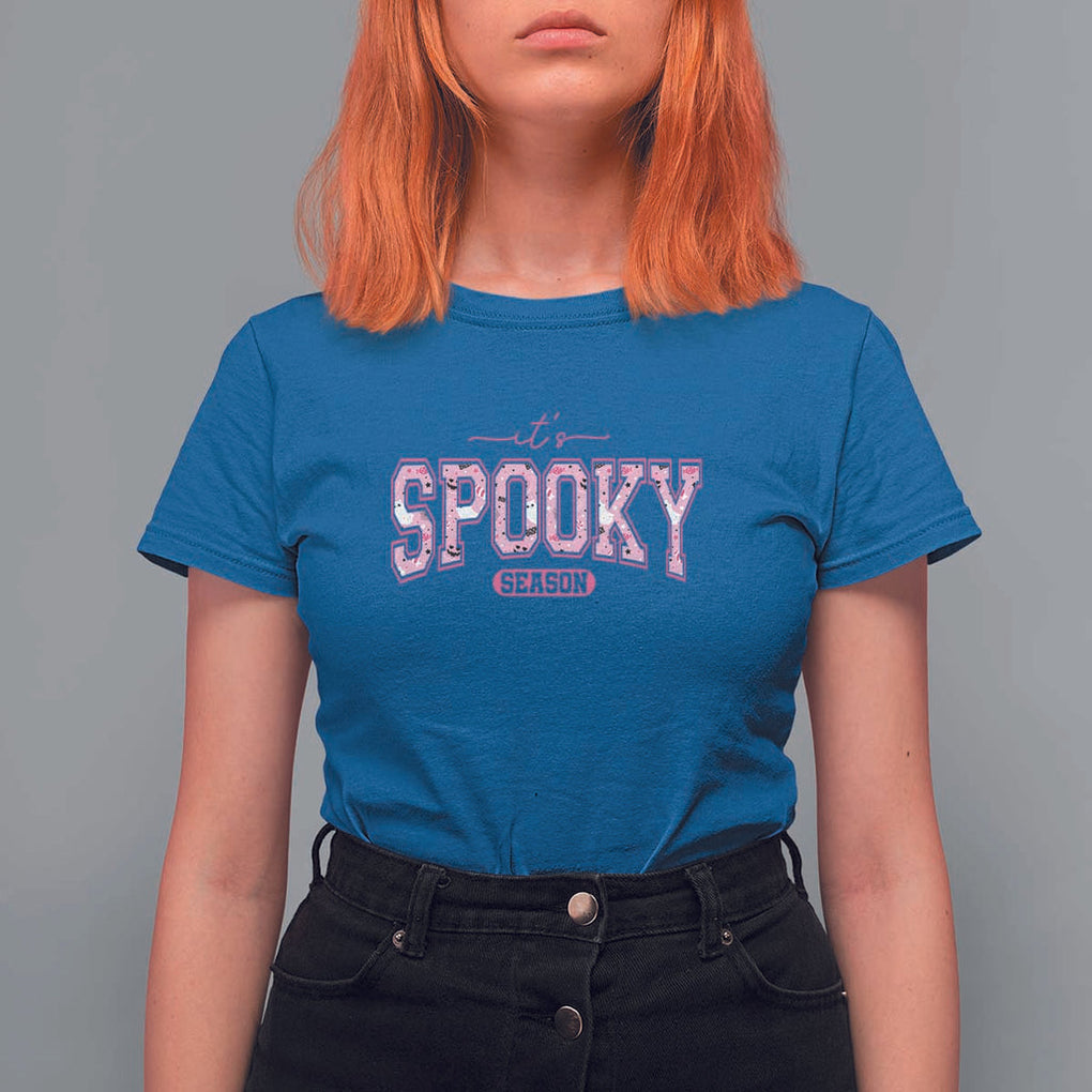 Funny Halloween T Shirt For Women It's Spooky Season Pink Pumpkin Cute Cat TS11 Royal Blue Print Your Wear