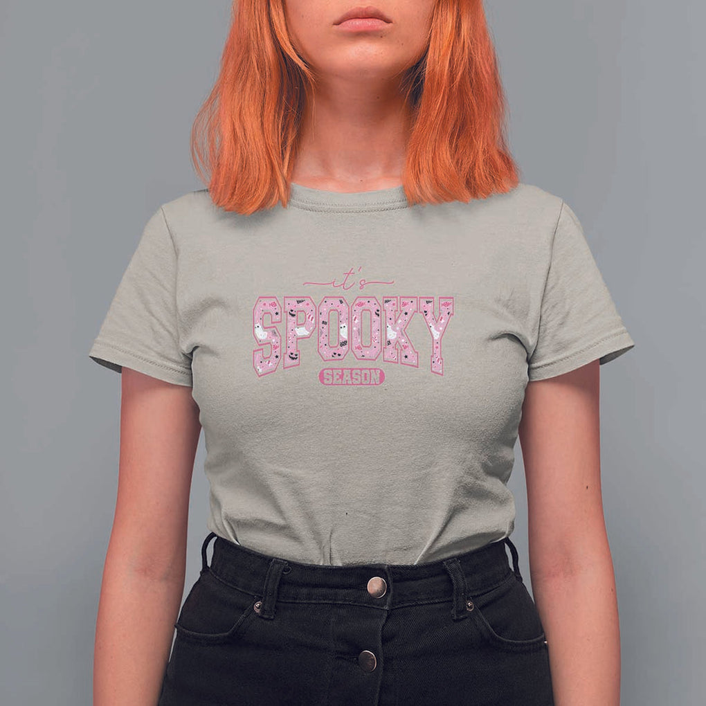Funny Halloween T Shirt For Women It's Spooky Season Pink Pumpkin Cute Cat TS11 Sand Print Your Wear