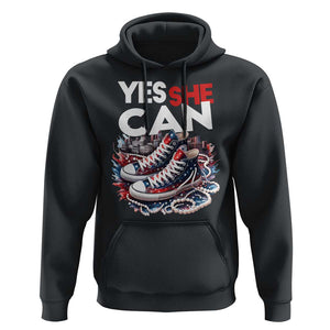 Harris 2024 Hoodie Yes She Can Chucks And Pearls American Flag TS11 Black Print Your Wear