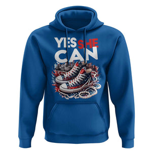 Harris 2024 Hoodie Yes She Can Chucks And Pearls American Flag TS11 Royal Blue Print Your Wear
