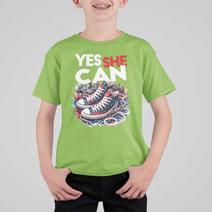 Harris 2024 T Shirt For Kid Yes She Can Chucks And Pearls American Flag TS11 Lime Print Your Wear