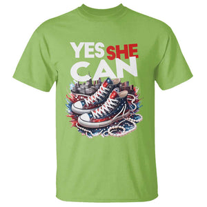 Harris 2024 T Shirt Yes She Can Chucks And Pearls American Flag TS11 Lime Print Your Wear