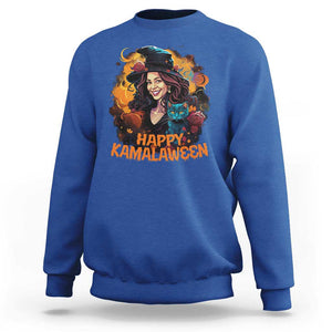 Funny Harris Supporter Sweatshirt Happy Kamalaween Kamala Witch Halloween Cat TS11 Royal Blue Print Your Wear
