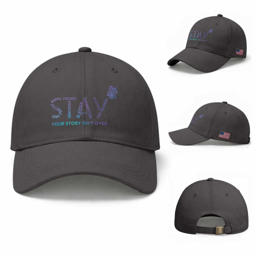 Suicide Prevention Awareness Baseball Cap Stay Your Story Isn't Over Butterfly Semicolon