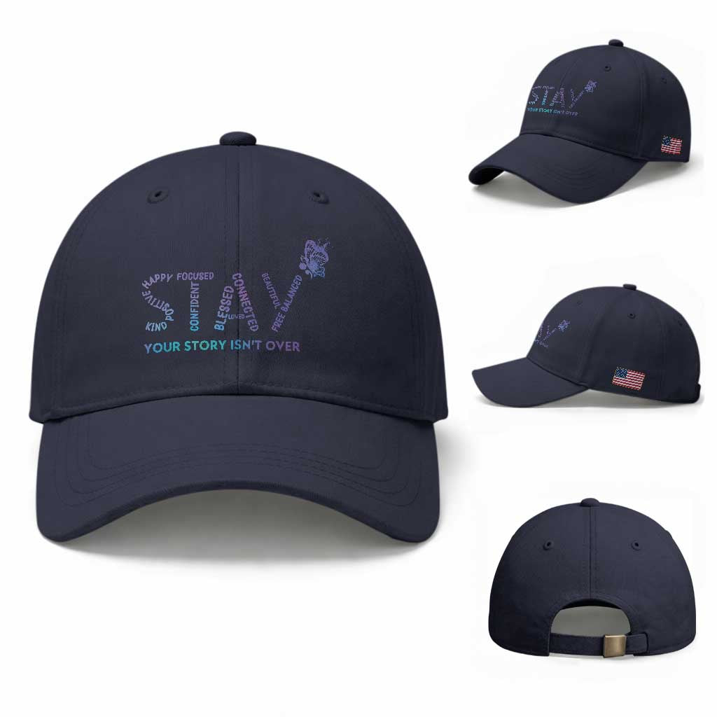 Suicide Prevention Awareness Baseball Cap Stay Your Story Isn't Over Butterfly Semicolon
