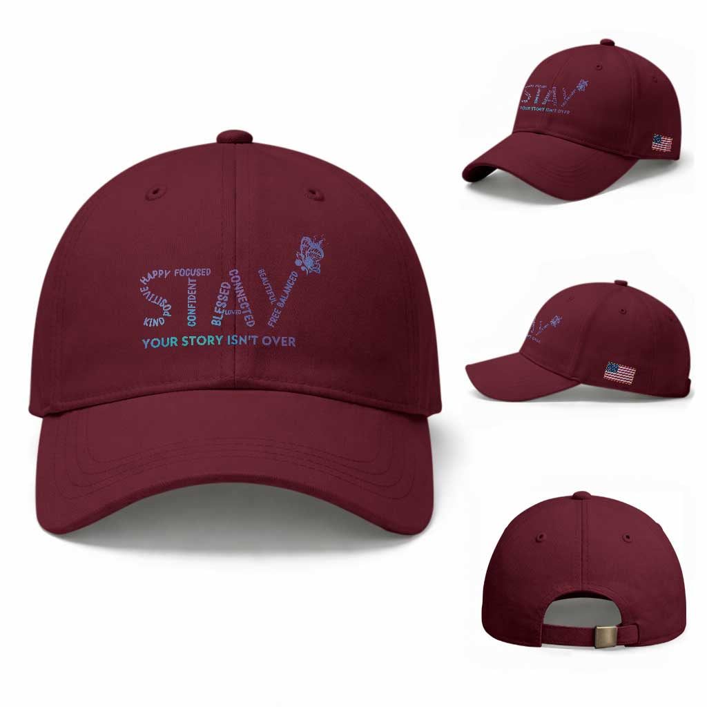 Suicide Prevention Awareness Baseball Cap Stay Your Story Isn't Over Butterfly Semicolon