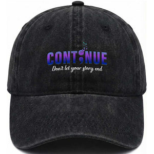Suicide Prevention Awareness Washed Cotton Baseball Cap Continue Don't Let Your Story End Semicolon Butterflies