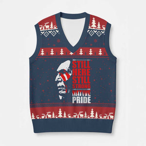 Native Americans V-Neck Knit Sweater Vest Still Here Still Strong Native Pride Tribes TS11 Navy Red Print Your Wear