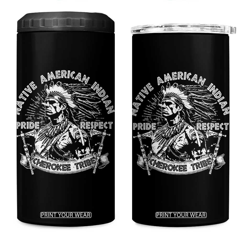 Cherokee Tribe 4 in 1 Can Cooler Tumbler Native American Indian Pride Respect Axe TS11 One Size: 16 oz Black Print Your Wear