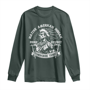Cherokee Tribe Long Sleeve Shirt Native American Indian Pride Respect Axe TS11 Dark Forest Green Print Your Wear