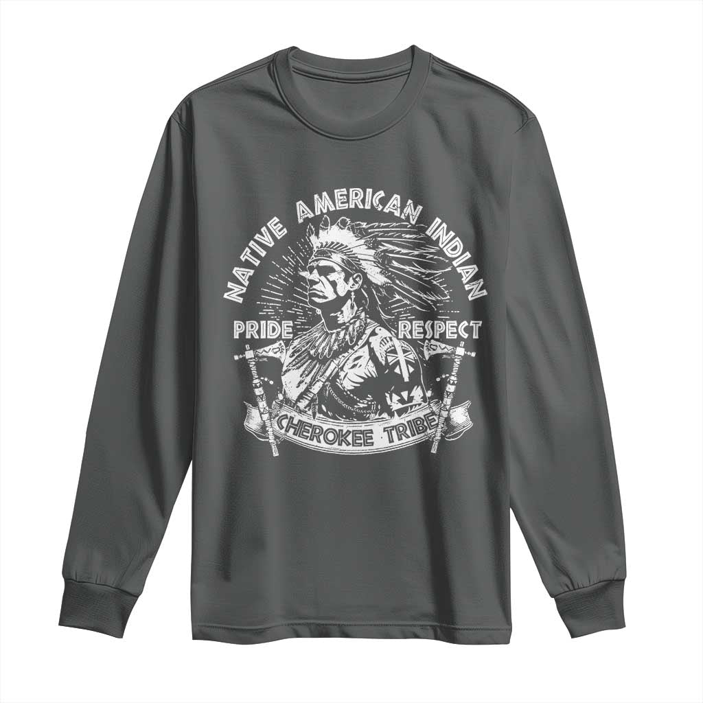 Cherokee Tribe Long Sleeve Shirt Native American Indian Pride Respect Axe TS11 Dark Heather Print Your Wear