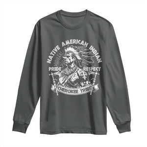Cherokee Tribe Long Sleeve Shirt Native American Indian Pride Respect Axe TS11 Dark Heather Print Your Wear