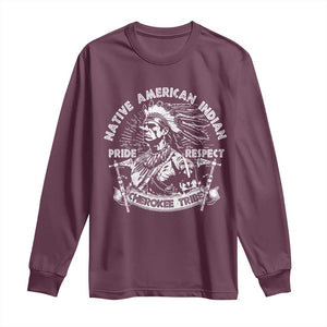 Cherokee Tribe Long Sleeve Shirt Native American Indian Pride Respect Axe TS11 Maroon Print Your Wear