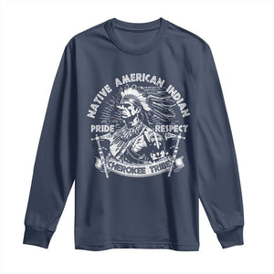 Cherokee Tribe Long Sleeve Shirt Native American Indian Pride Respect Axe TS11 Navy Print Your Wear