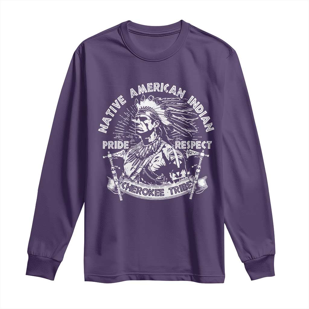 Cherokee Tribe Long Sleeve Shirt Native American Indian Pride Respect Axe TS11 Purple Print Your Wear