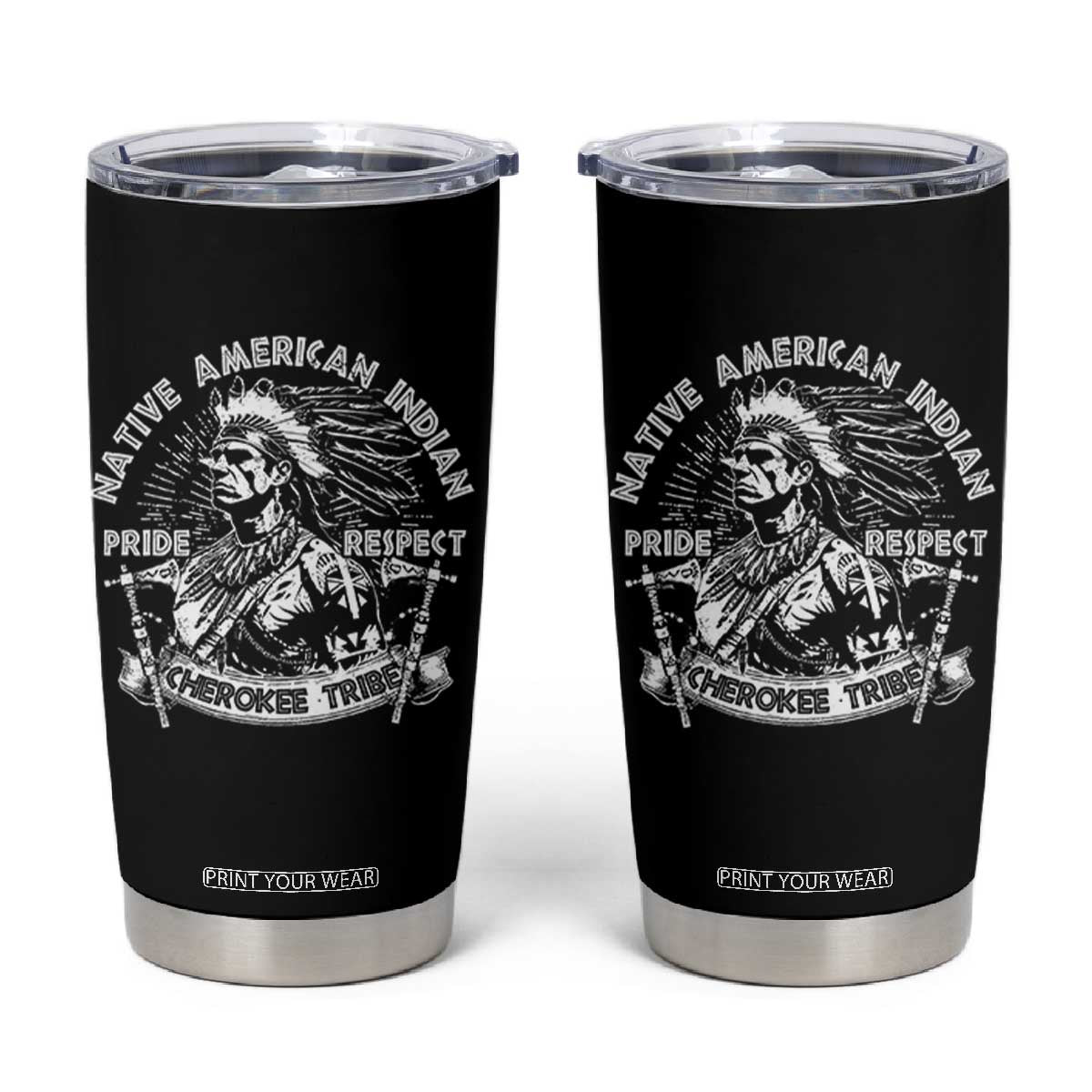 Cherokee Tribe Tumbler Cup Native American Indian Pride Respect Axe TS11 Black Print Your Wear