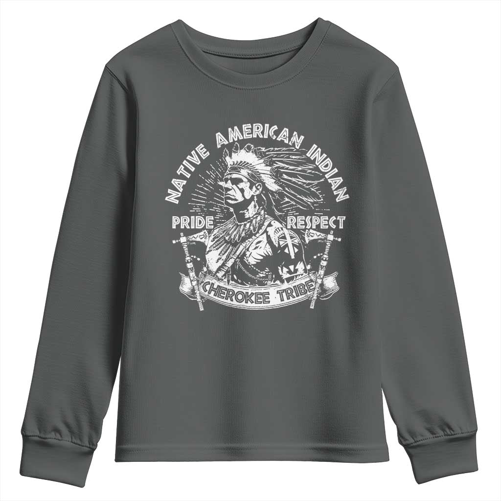 Cherokee Tribe Youth Sweatshirt Native American Indian Pride Respect Axe TS11 Dark Heather Print Your Wear