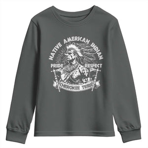 Cherokee Tribe Youth Sweatshirt Native American Indian Pride Respect Axe TS11 Dark Heather Print Your Wear