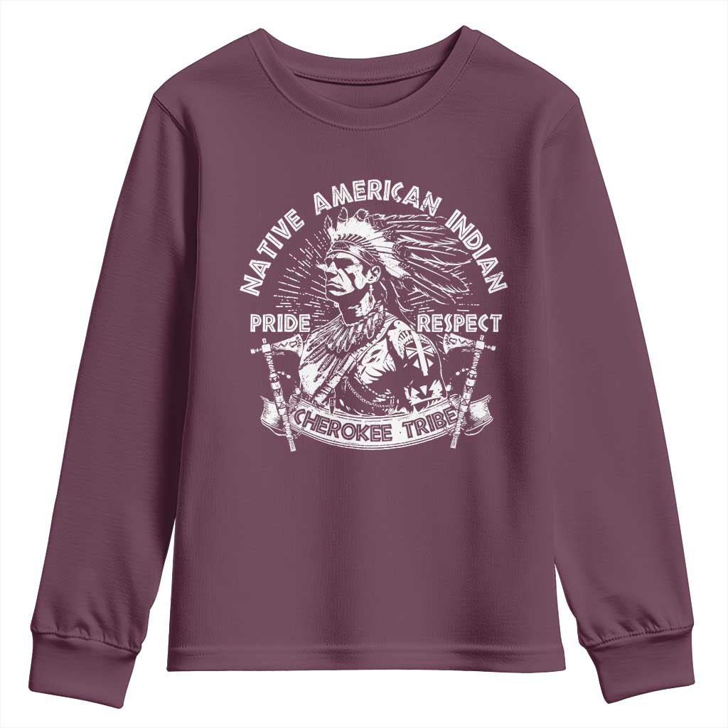 Cherokee Tribe Youth Sweatshirt Native American Indian Pride Respect Axe TS11 Maroon Print Your Wear