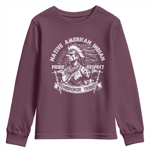 Cherokee Tribe Youth Sweatshirt Native American Indian Pride Respect Axe TS11 Maroon Print Your Wear
