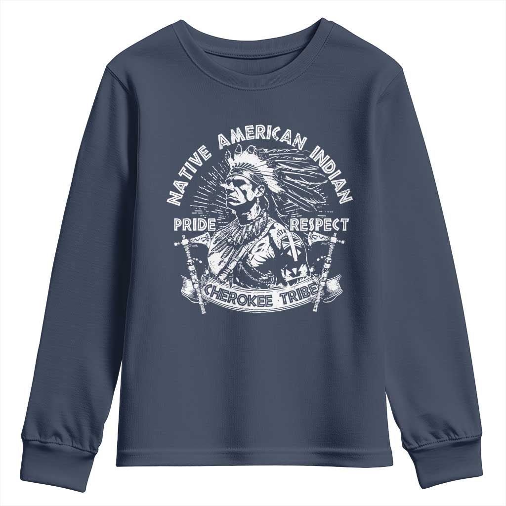 Cherokee Tribe Youth Sweatshirt Native American Indian Pride Respect Axe TS11 Navy Print Your Wear