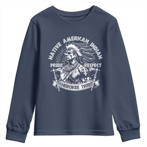 Cherokee Tribe Youth Sweatshirt Native American Indian Pride Respect Axe TS11 Navy Print Your Wear