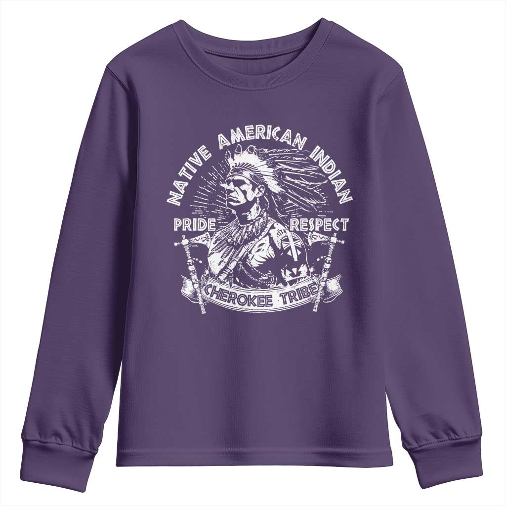 Cherokee Tribe Youth Sweatshirt Native American Indian Pride Respect Axe TS11 Purple Print Your Wear