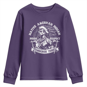 Cherokee Tribe Youth Sweatshirt Native American Indian Pride Respect Axe TS11 Purple Print Your Wear