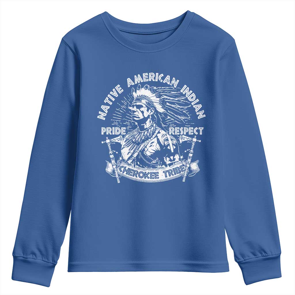 Cherokee Tribe Youth Sweatshirt Native American Indian Pride Respect Axe TS11 Royal Blue Print Your Wear
