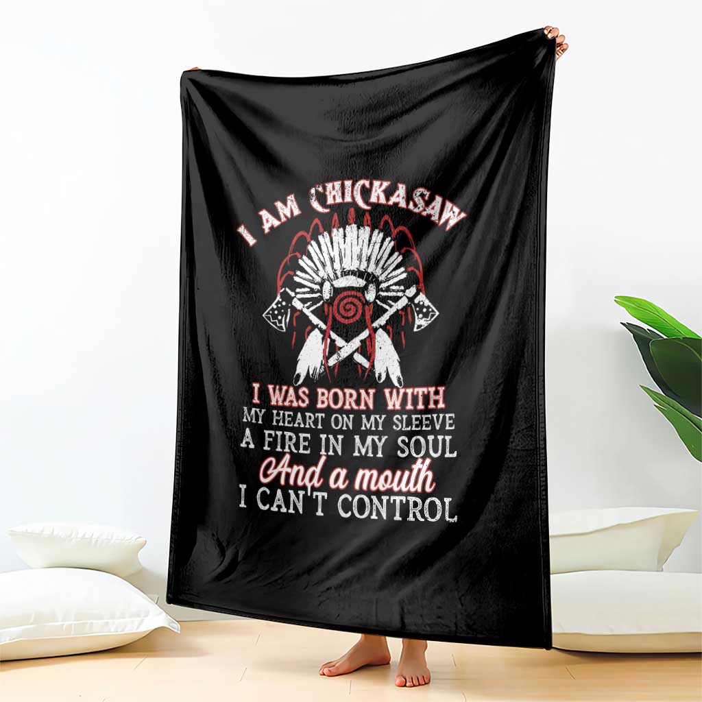 Chickasaw Indians Throw Blanket I Am Chickasaw I Was Born With My Heart On My Sleeve War Bonnet TS11 Print Your Wear