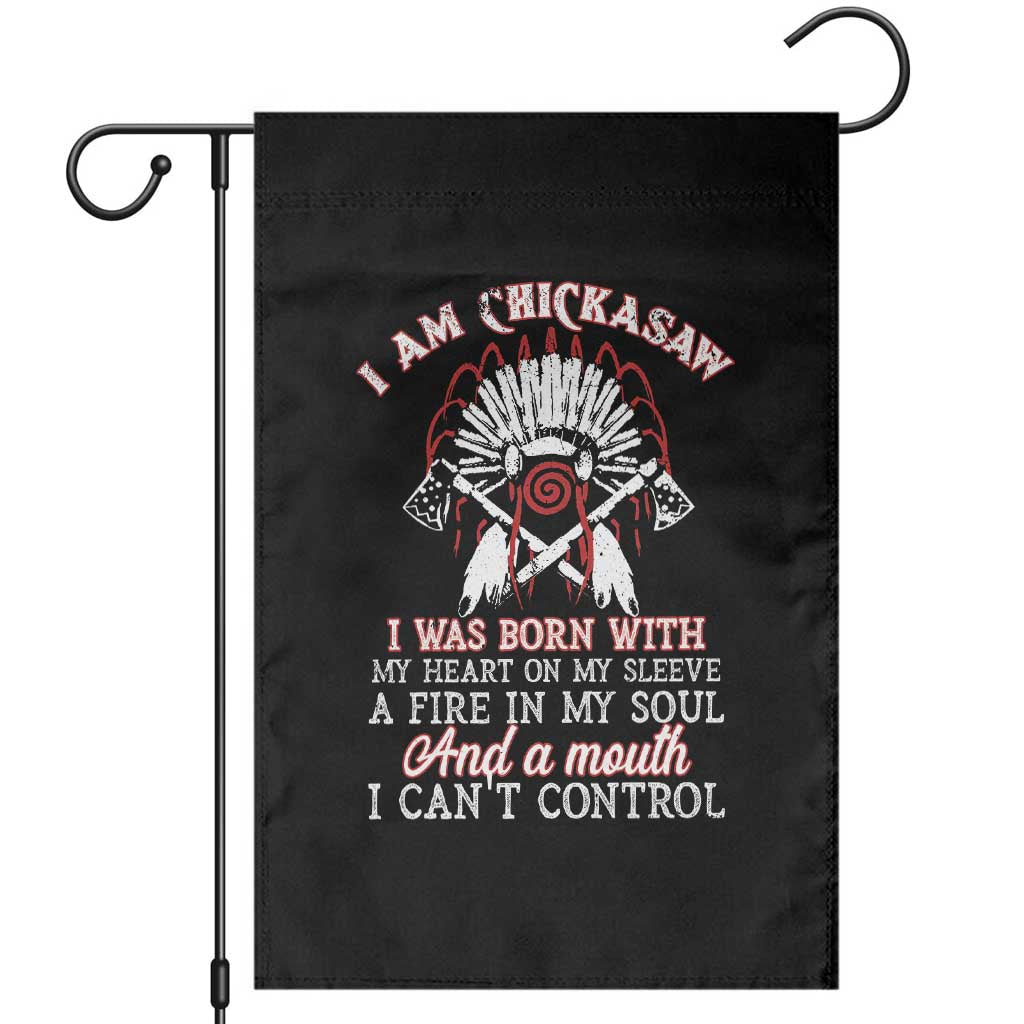 Chickasaw Indians Garden Flag I Am Chickasaw I Was Born With My Heart On My Sleeve War Bonnet TS11 Black Print Your Wear