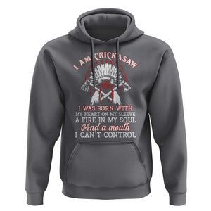 Chickasaw Indians Hoodie I Am Chickasaw I Was Born With My Heart On My Sleeve War Bonnet TS11 Charcoal Print Your Wear